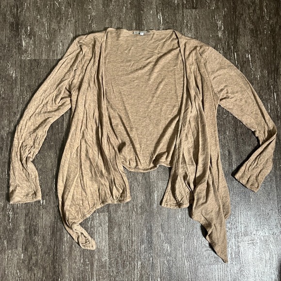 Bryn Walker XL Draped Open Front Cardigan Sweater Long Sleeve Tan Relaxed - Picture 1 of 5